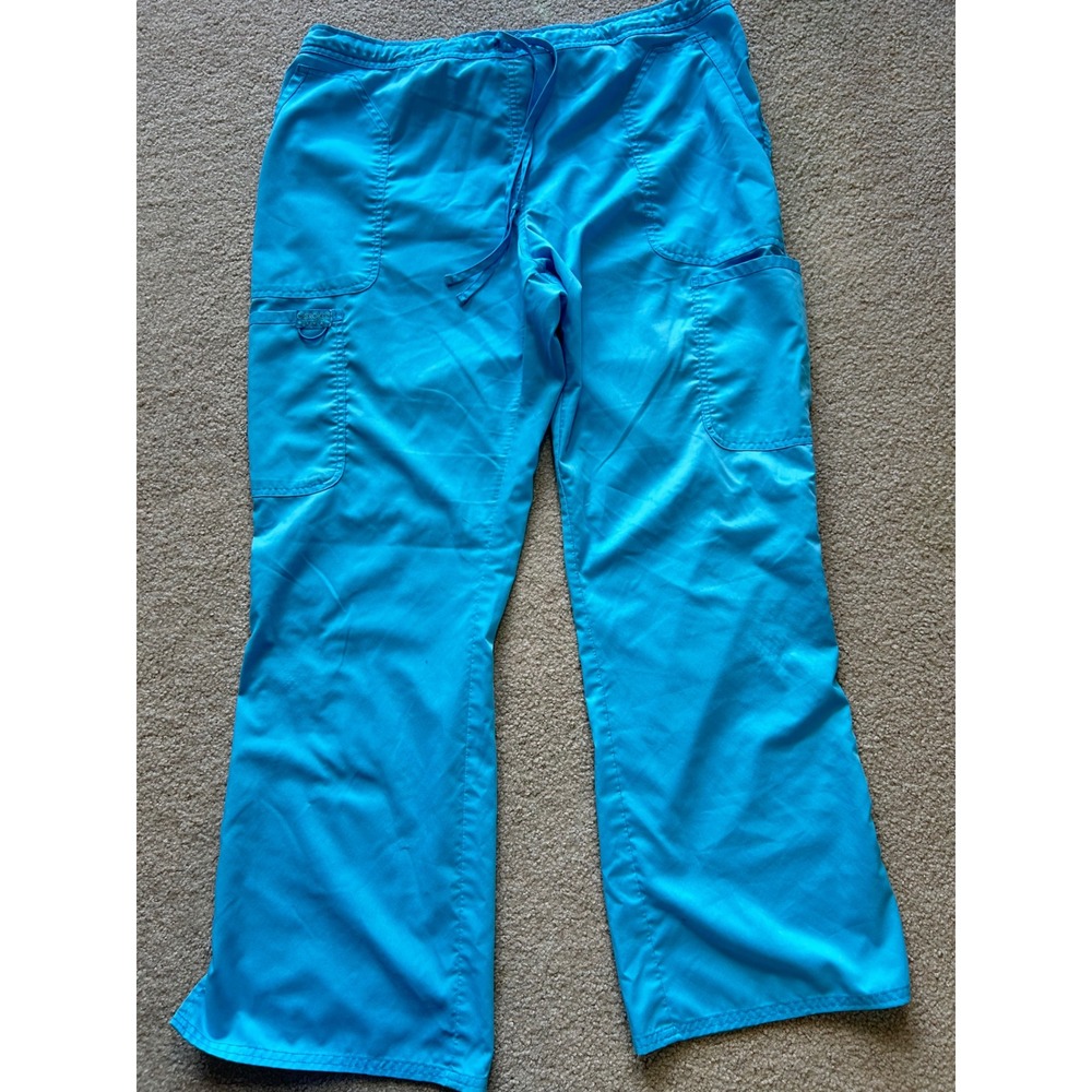 Cherokee Workwear Women's XL‎ Blue Cargo Scrub Pants Elastic Waist Drawstring